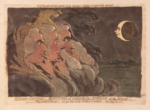Weird Sisters: Ministers of Darkness: Minions of the Moon, pub. 1791 (handfärgad gravyr)
