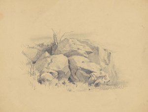 Rocks, 1839 (grafit på vävt papper) av James Goodwin Clonney