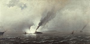 The Monitor and the Merrimac, 1874-75 av James Hamilton