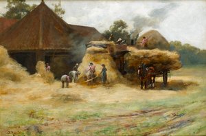 Threshing, en skotsk gård, 1884