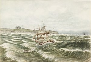 Rescue off Tynemouth (akvarell och kroppsfärg på papper)