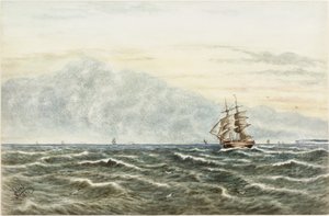 Shipping Scene off Tynemouth (akvarell, bodycolour och blyerts på papper)