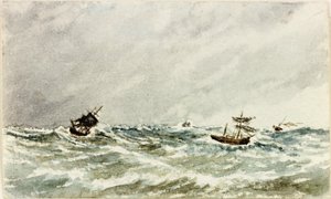 Storm at Sea off the Tyne (akvarell och kroppsfärg på papper)