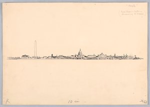 Washington Skyline, Design för Washington Board of Trade Dinner, 13 maj 1908 av James Henry Moser