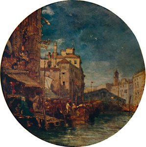 En utsikt över Canal Grande, Venedig, med Rialto i fjärran, c1850, 1935 av James Holland
