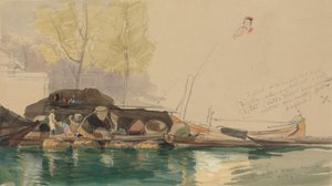 Pråmar på en kanal i Rotterdam av James Holland