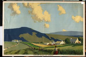 Northern Ireland - Flax Growing, från serien "The Home Countries First" (färg litho) av James Humbert Craig