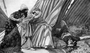 Jael visar Barak den döde Sisera - Bibeln