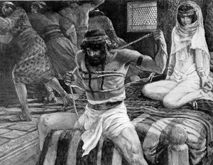 Simson bryter sina sladdar av J James Tissot - Bibeln