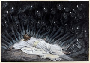 Änglar kom och tjänade honom, illustration till The Life of Christ, c.1886-94 (wc & gouache på kartong) av James Jacques Joseph Tissot