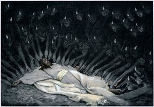 Änglar som betjänar Jesus efter att djävulen har lämnat honom, 1897 av James Jacques Joseph Tissot