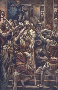 Kristus hånad i Joseph Caiphus hus av James Jacques Joseph Tissot