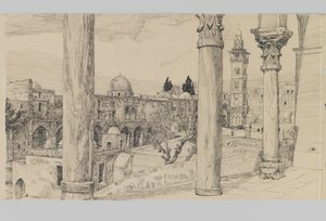 Esplanade of the Haram, illustration från The Life of Our Lord Jesus Christ (bläck & grafit på kartong) av James Jacques Joseph Tissot