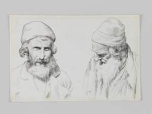 Judar och jemeniter, Jerusalem, illustration från Vår Herre Jesu Kristi liv (penna och bläck på vävt papper) av James Jacques Joseph Tissot