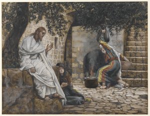 Maria Magdalena vid Jesu fötter, illustration från Vår Herre Jesu Kristi liv, 1886-94 (wc över grafit på papper) av James Jacques Joseph Tissot