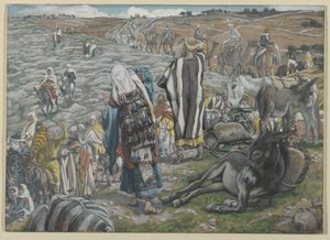 Vid återkomsten från Jerusalem märks det att Jesus är förlorad, illustration från Vår Herre Jesu Kristi liv (wc över grafit på papper) av James Jacques Joseph Tissot