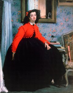 Porträtt av Mlle L L, Ung dam i röd jacka, 1864. av James Jacques Joseph Tissot