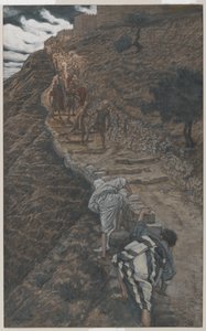 Sankt Peter och Sankt Johannes följer på avstånd, illustration från Vår Herre Jesu Kristi liv, 1886-94 (wc över grafit på papper) av James Jacques Joseph Tissot