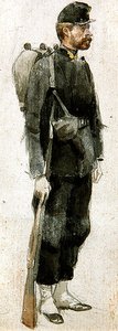 Soldat med gevär "i lugn och ro" (akvarell på papper) av James Jacques Joseph Tissot