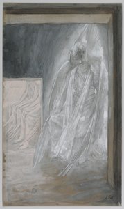 Ängeln som sitter på gravstenen, illustration från Vår Herre Jesu Kristi liv, 1886-94 (wc över grafit på papper) av James Jacques Joseph Tissot