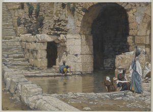 The Blind Man Washes in the Pool of Siloam, illustration från The Life of Our Lord Jesu Christ, 1886-96 (wc över grafit på papper) av James Jacques Joseph Tissot