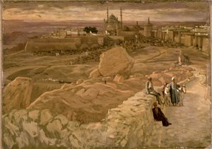 Citadellet, Kairo, sett från Mokattam i sydost, ca 1886-96 (gouache på kartong) av James Jacques Joseph Tissot