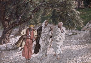 Lärjungarna på vägen till Emmaus, illustration till The Life of Christ, c.1884-96 (wc & gouache på kartong) av James Jacques Joseph Tissot
