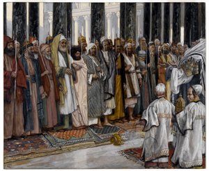 The Testing of the Holy Virgins friare, illustration till The life of Christ, c.1886-94 (ogenomskinlig wc över grafit på grått vävt papper) av James Jacques Joseph Tissot