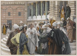 Tribute Money, illustration från The Life of Our Lord Jesus Christ, 1886-94 (wc över grafit på papper) av James Jacques Joseph Tissot