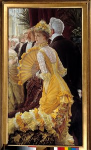 Gul klänning: elegant par under en social kväll Målning av Jacques Joseph (Jacques-Joseph) Tissot dit James Tissot (1836-1902) 1878 Sön. 0,9x0,5 m Paris, musee d