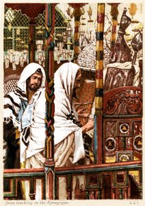 Jesus undervisar i synagogan - St Matteus - Bibeln av James Jacques Joseph after Tissot