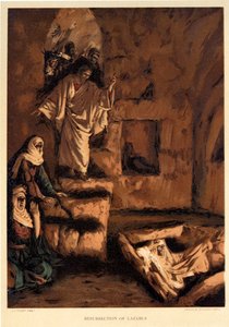 Lasarus uppståndelse - St John, -Bibel av James Jacques Joseph after Tissot