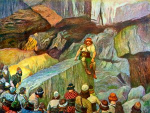 Simson i grottorna i Etam av Tissot - Bibeln av James Jacques Joseph after Tissot