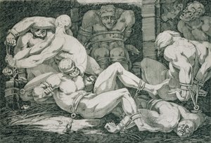 Ugolino och hans söner i svälttornet, 1700-talet av James Jefferys