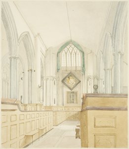 Interiör av St Werburghs kyrka, blick västerut