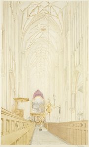Nave of St Mary Redcliffe, tittar österut med Hogarth-altartavlan