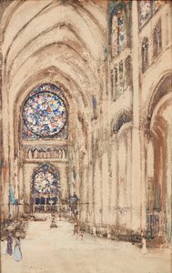 Kyrkans interiör, Rouen, Frankrike (akvarell)