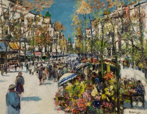 Street of Flowers - Barcelona (olja på duk)