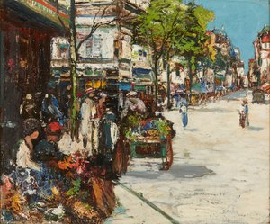 Blomstermarknaden - Dieppe (olja på duk)
