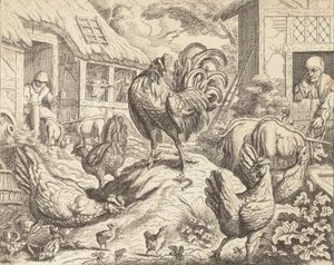 Hanen och ädelstenen, från Aesops fabler, ca. 1760. av James Kirk