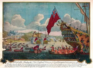 Landstigningen av trupper från New England på ön Cape Breton för att attackera Louisbourg, 1747 av James L. Brooks