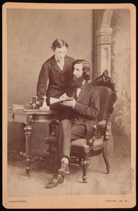 Porträtt av Samuel Edward Warren 1831-1909 med student, före 1877. av James M Capper