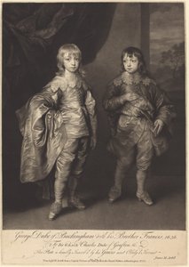 George Duke of Buckingham med sin bror Francis av James MacArdell after Sir Anthony van Dyck