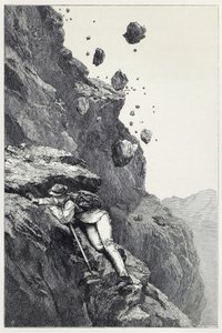 En kanonad på Matterhorn, från Scrambles amongst the Alps åren 1860-69, pub. 1871 (gravyr)