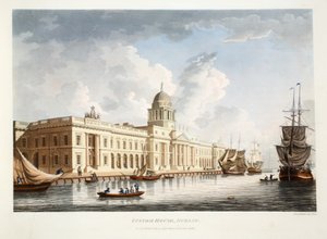 Tullhuset, Dublin, 1792 (handkolorerat gravyr)