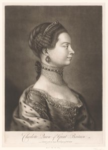 Porträtt av Charlotte van Mecklenburg Charlotte Queen of Great Britain (titel på objekt) av James McArdell