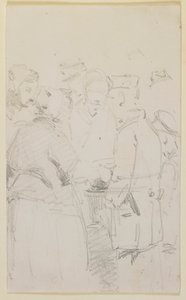 En grupp figurer runt en brazier av James Abbott McNeill Whistler
