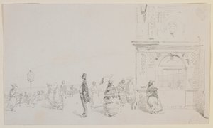 En grupp figurer på en esplanad av James Abbott McNeill Whistler