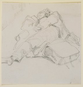 En man som sover på en hög med bagage av James Abbott McNeill Whistler