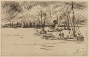 Amsterdam, från Tolhuis av James Abbott McNeill Whistler
